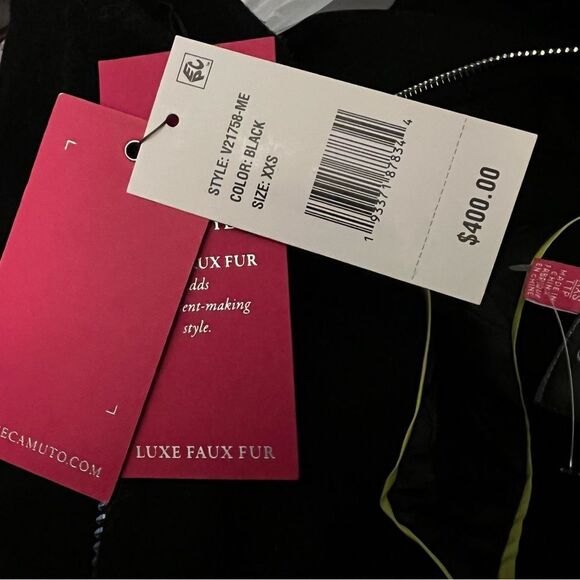 NWT Vince Camuto Wool Black Hood Zip Front Casual Fleece Lined Coat Hood XXS - Picture 5 of 14